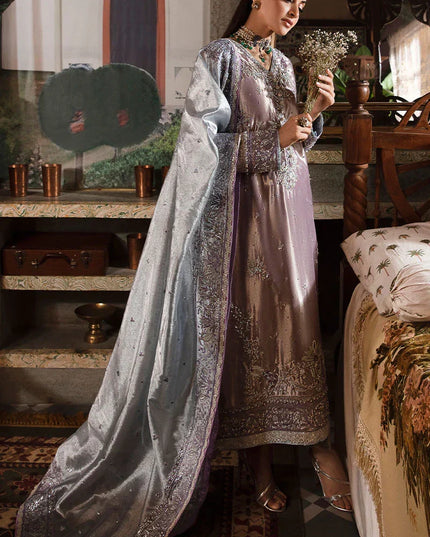 Mushq | Purple Silver Embellished Silk Suit