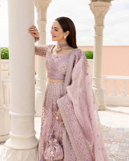 Faiza Saqlain | Lilac Net Embroidered Embellished Lehenga Choli