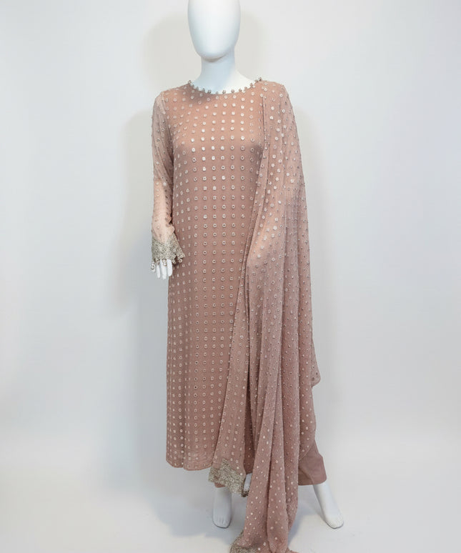 Blush Pink Chikankari Style 2 Piece Suit with Matching Dupatta