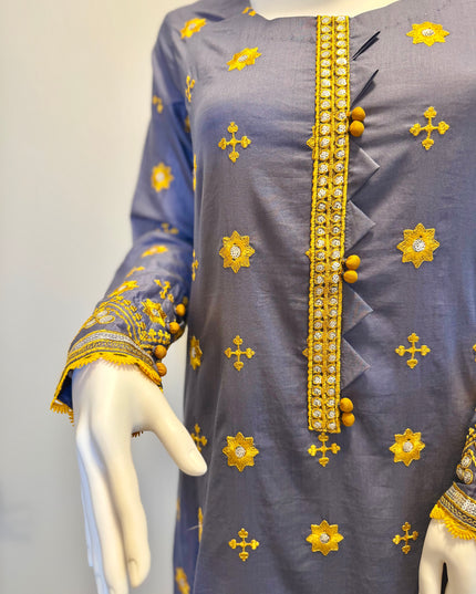 Sunflower Sapphire Embroidered 3-Piece Suit