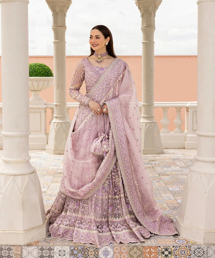 Faiza Saqlain | Lilac Net Embroidered Embellished Lehenga Choli