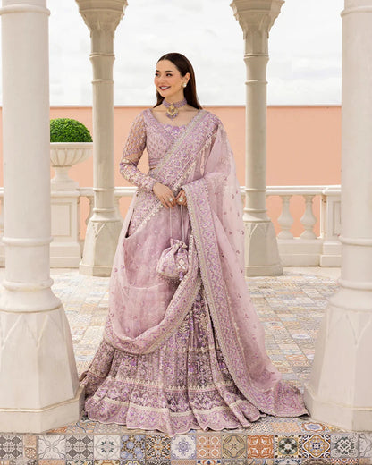 Faiza Saqlain | Lilac Net Embroidered Embellished Lehenga Choli