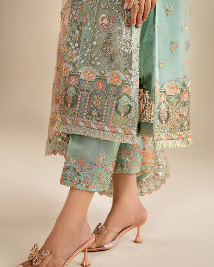 Baroque | Mint Green Net Embroidered Suit