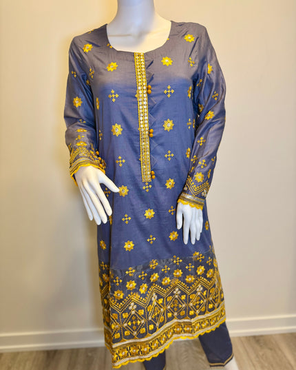 Sunflower Sapphire Embroidered 3-Piece Suit