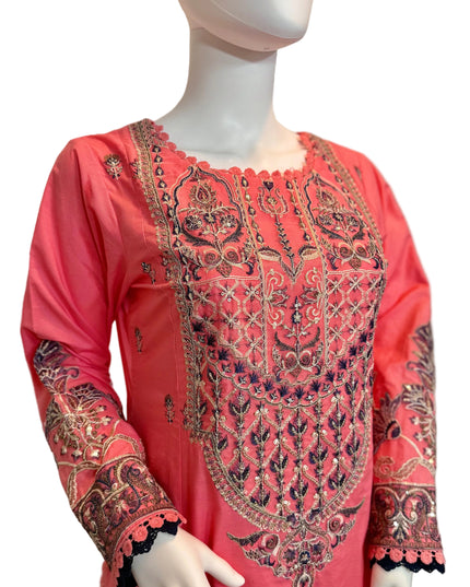 Asim Jofa Coral Elegance Embroidered Suit