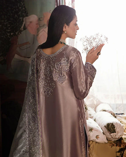 Mushq | Purple Silver Embellished Silk Suit