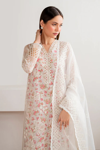 Baroque | White Organza Embroidered Suit