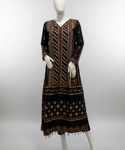 Black & Burgundy Embroidered Occasion Wear Suit