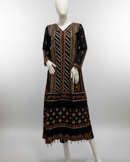 Black & Burgundy Embroidered Occasion Wear Suit