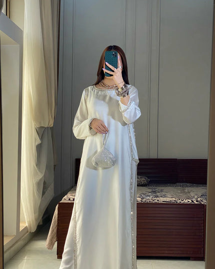 Hoor | White Korean Silk Embellished Suit