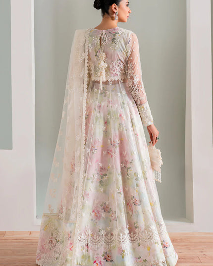 BAROQUE | White Floral Net Embroidered Pishwas Lehenga