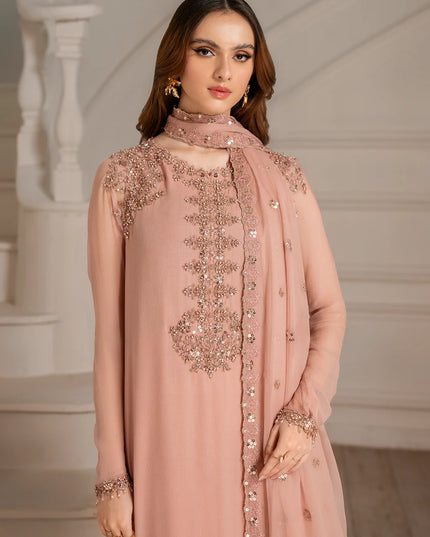 Mariam | Soft Pink Embroidered Chiffon Suit