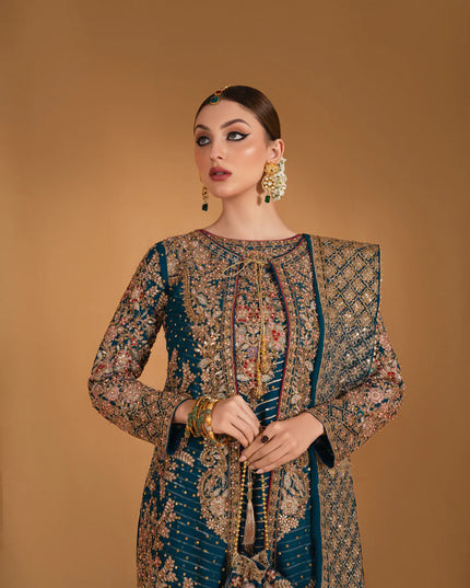 Madhuri | Blue Chiffon Embroidered Suit