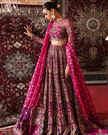 Hayat | Wedding Wear Net Embroidered Lehenga