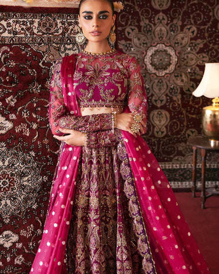 Hayat | Wedding Wear Net Embroidered Lehenga