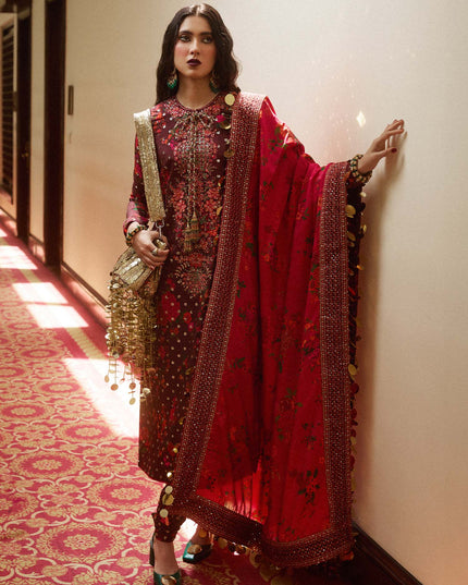 Hussain Rehar | Luxury Silk Embroidered Churidar