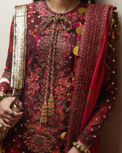Hussain Rehar | Luxury Silk Embroidered Churidar