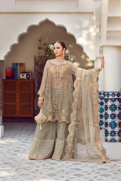 Ada | Dusty Green Organza Embellished Sharara