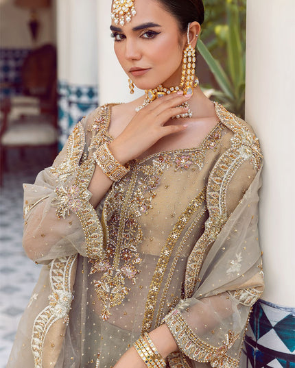 Ada | Dusty Green Organza Embellished Sharara