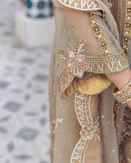 Ada | Dusty Green Organza Embellished Sharara
