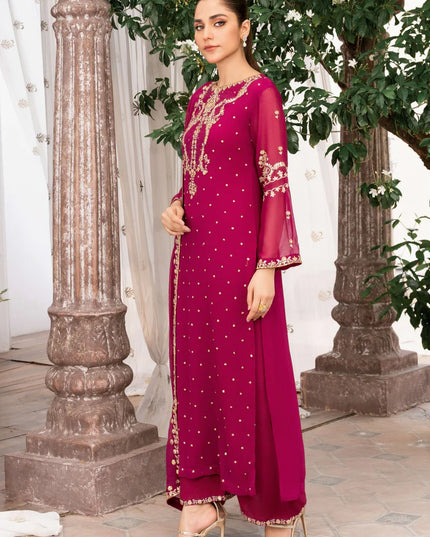 EREM | Pink Chiffon Embroidered Suit