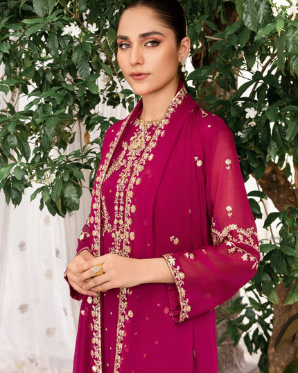 EREM | Pink Chiffon Embroidered Suit