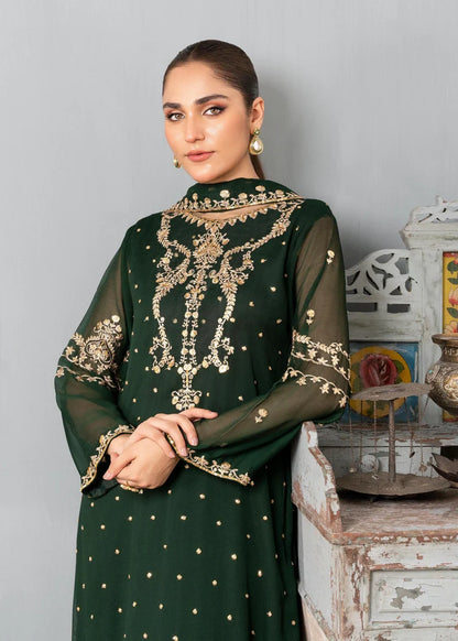 PREET | Green Chiffon Embroidered Suit