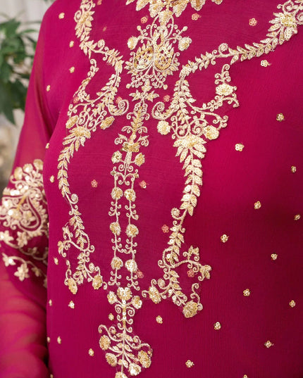 EREM | Pink Chiffon Embroidered Suit