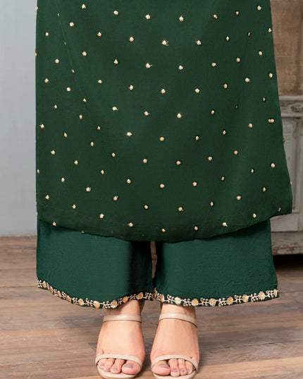 PREET | Green Chiffon Embroidered Suit