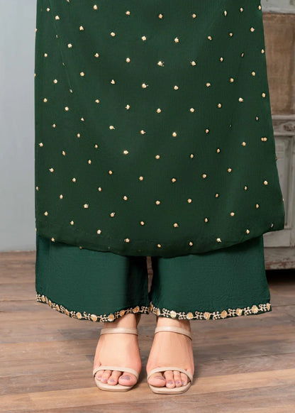 PREET | Green Chiffon Embroidered Suit