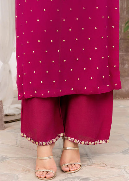 EREM | Pink Chiffon Embroidered Suit