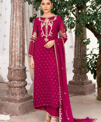 EREM | Pink Chiffon Embroidered Suit