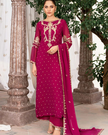 EREM | Pink Chiffon Embroidered Suit