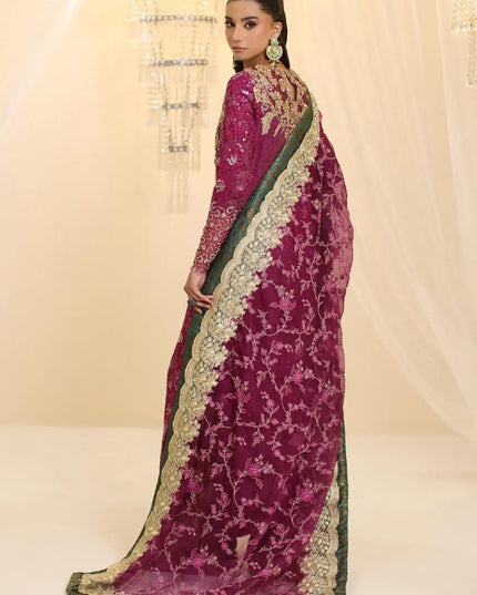 Allure | Magenta Premium Chiffon Embroidered Embellished Suit