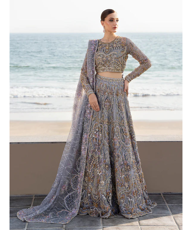 Amethyste | Purple Net Embellished Bridal Lehenga