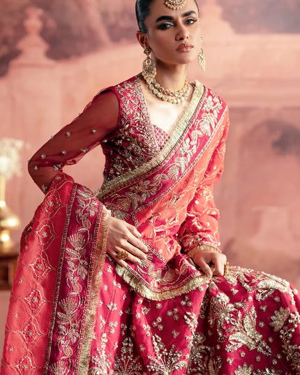 Anarkali | Mehroon Net Hand Embellished Embroidered Lehenga