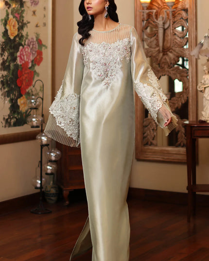 Aqua Serenity | Premium Tissue Embellished Kaftan