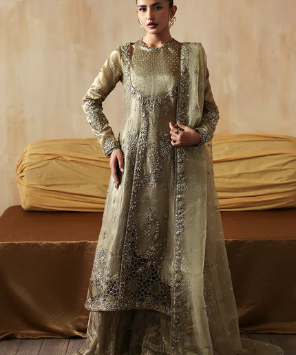 Areezah | Green Zari Embroidered Hand Embellished Sharara