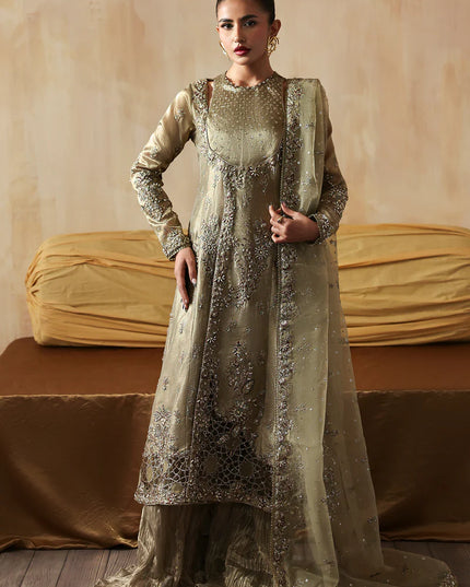 Areezah | Green Zari Embroidered Hand Embellished Sharara