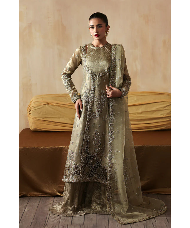 Areezah | Green Zari Embroidered Hand Embellished Sharara