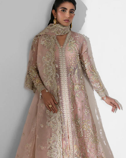 Aura | Peach Pink Organza Embroidered Embellished Sharara