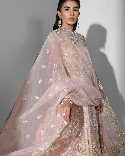 Aura | Peach Pink Organza Embroidered Embellished Sharara
