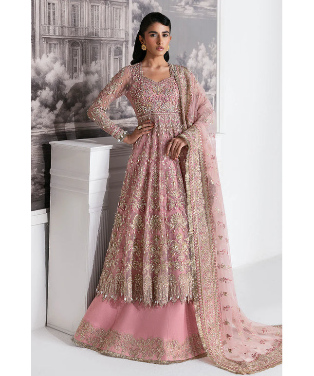 Blume | Tea Pink Net Hand Embellished Embroidered Frock
