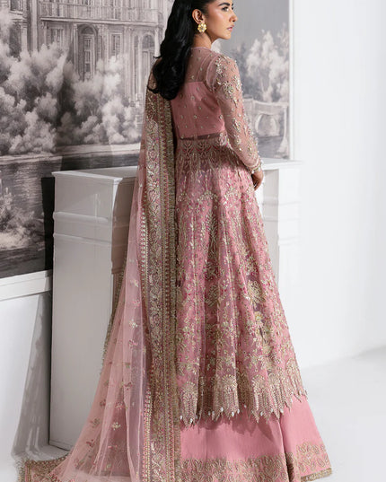 Blume | Tea Pink Net Hand Embellished Embroidered Frock