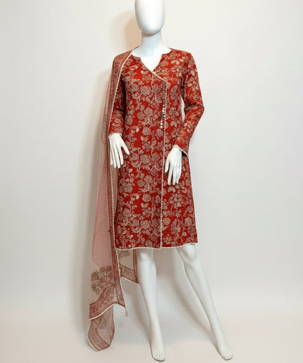 Khaadi Ruby Floral Printed Khaddar Shirt with Dupatta