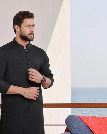 Luxury Black Chikan Kurta Pyjama Set