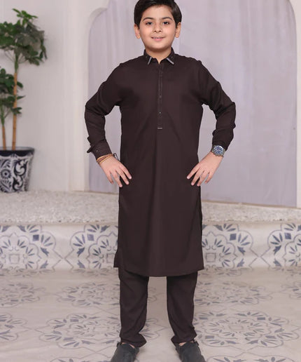 2 Piece | Boys Browne Kurta Set