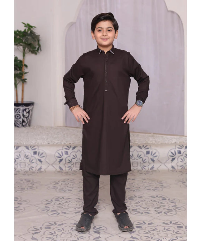 2 Piece | Boys Browne Kurta Set