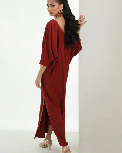Nomani | Burgundy Embellished Kaftan
