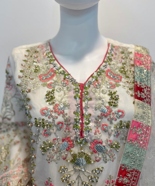 Maria B Ivory Blossom Luxury 3 Piece Suit